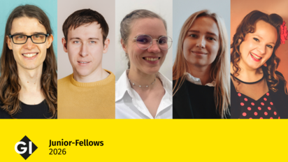 Zu sehen sind fünf aneinandergereihte Porträts der neu ernannten GI-Junior-Fellows