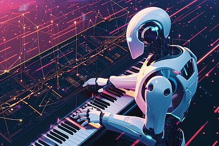 Roboter der Musik spielt