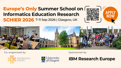 Banner: Europe's Only Summer School on Informatics Education Research – apply now (Alle Details in der Meldung)
