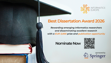 Banner zum Best Dissertation Award 2026 mit QR-Code (Link in der Meldung)