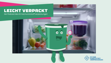 Ein animierter Joghurtbecher im Kühlschrank.